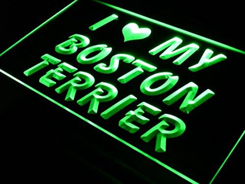 Adv Pro S094-B Јас го сакам Бостон Териер куче милениче неонски знак