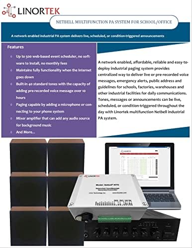 Linortek NetBell-NTG-W7 TCP/IP веб-базиран PA System Controller Мулти-функционален звучник за монтиран wallид за училишно/фабрички