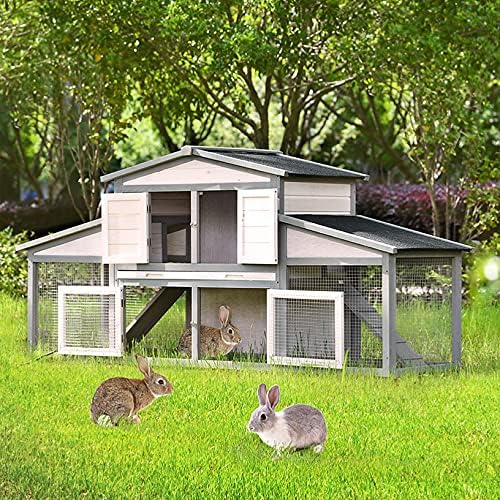 Зајани кафези за зајаци во затворен простор, 88 на отворено водоотпорен дрвен пилешко кокошарник, дрвена куќа од кокошка, со врата за вентилација,