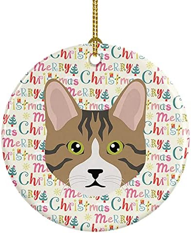 Богатства на Каролина WDK2329CO1 Змеј Ли мачка Божиќен керамички украс, украси за новогодишни елки, висечки украс за Божиќ, празник, забава, подарок, подарок,