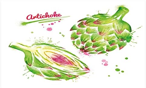 Амбезон Артишок Керамички држач за четки за заби, акварел илустрација на зеленчук со супер храна целото исечено на половина, декоративен разноврсен countertop за бања, 4