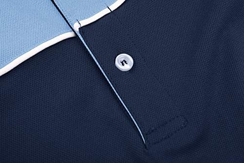 Машки голф Поло кошули со машка машка маица 3 копче за кратки ракави за перформанси Поло маичка со кошула