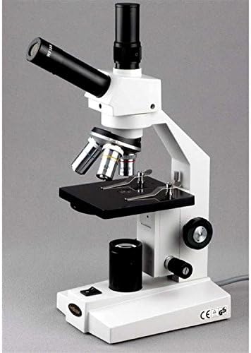Амскоп Д100А Соединение Со Двоен Поглед Монокуларен Микроскоп, 40х-640Х Зголемување, Брајтфилд, Кондензатор Со Една Леќа Со Дијафрагма На