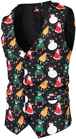 Вокачи 2 парчиња Божиќни костуми за мажи, Божиќ Дедо Мраз снежен човек печати единечен дојка панталони од панталони костуми за
