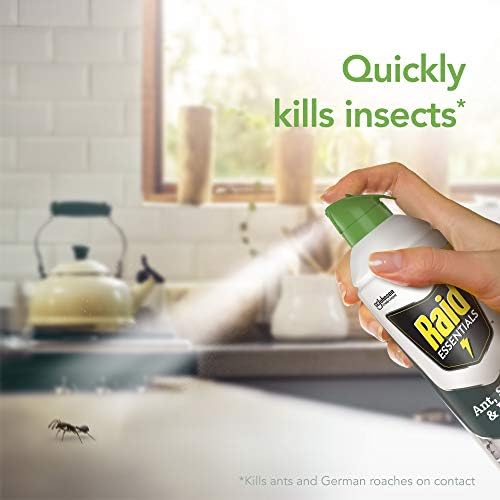 Raid Essentials Ant Spider и Roach убиец аеросол спреј, безбеден дете и милениче, брзо убива инсекти, за затворено употреба, 10 мл