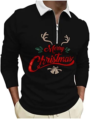 Менс Божиќ 3Д дигитални Божиќни печати за одмор, патент кошула со долги ракави кошула атлетска облека мажи врвови
