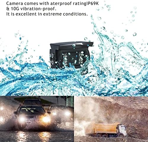 WIRED REAR VIETER CORRECT COMEROP CAMEAME SYSTEM KIT 7 Монитор со аудио, линии за паркирање, водоотпорна стапка IP69K IR камера за трактор/мотор/булдожер/снег/комбе/тешка