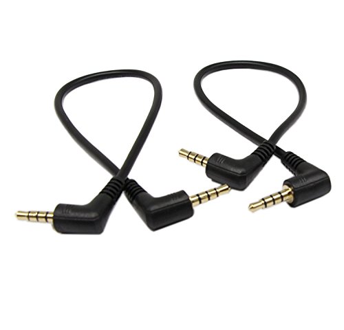 Cable Sinloon 3,5 mm TRRS, злато позлатен 90 степени десно и лево агол од 3,5 мм стерео 4-пол-машко до машки помошен аудио кабел