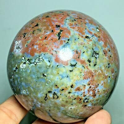 Природна ретка океанска џепер сфера полиран заздравување на морскиот камен топка + штанд
