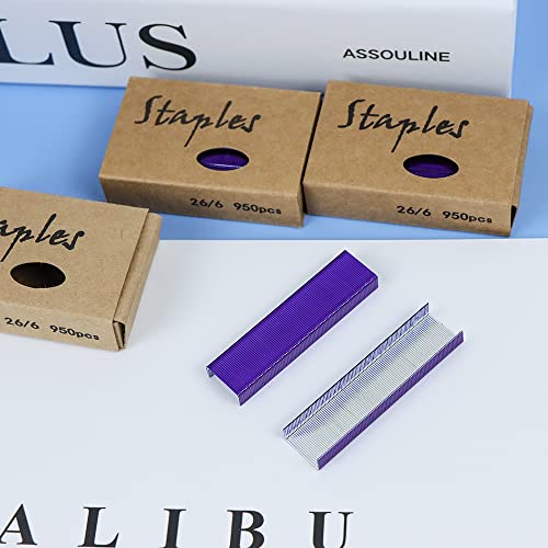 4 пакувања Виолетова главни делови за Stapler, 26/6 стандардни главни делови Поставете бесплатни пополнувања на Stapler, 1/4 инчи степени за материјали за домашни канцеларии,