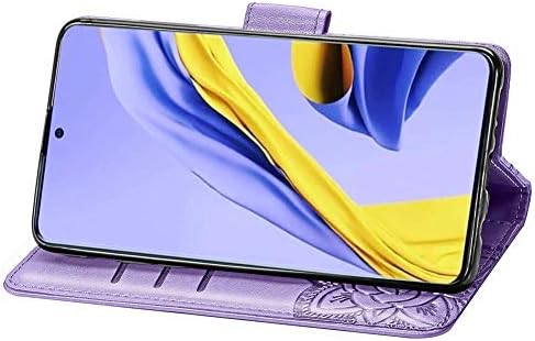 КОЖНА Футрола QIVSTAR За Samsung Galaxy A51 4G Луксузна Дијамантска Пеперутка Магнетна Спојка Kickstand Функција Со Џеб За Паричник Блинг Блинг Случај За Samsung Galaxy A51 4G Светло Виолето