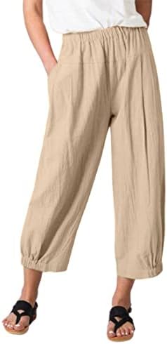 Женски капри јога панталони широка нога лабава удобна салон каприс со џебови