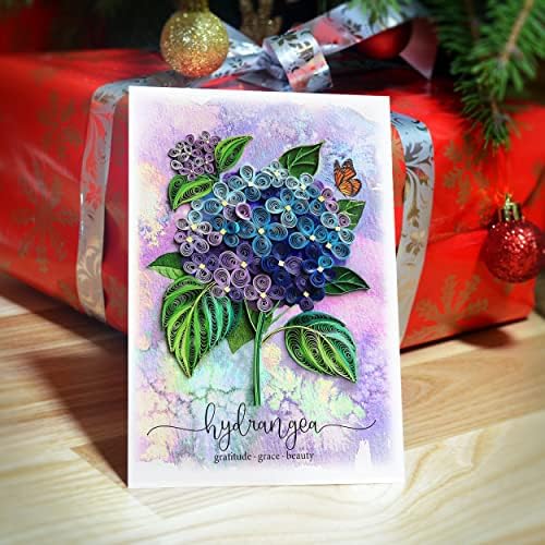 Цветна картичка на Tumybee Blue Hydrangea, картичка за честитки за симпатија, сите прилики 3D Quilling картичка, размислување за