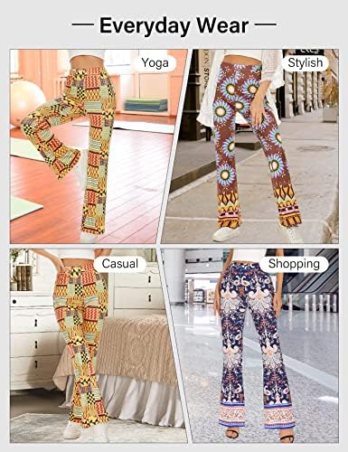 Панталони од распрскувач на јајјет за жени африкански печати јога панталони случајни широки нозе бохо панталони високи половини разгорени џемпери