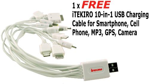 Itekiro AC Wall DC Car Battery Chit Chit For Panasonic NV-GS17 + Itekiro 10-во-1 USB кабел за полнење