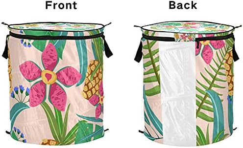 Тропски ананас остава да се појават алишта за алишта со патент за патент, преклопна корпа за перење со рачки што се склопуваат