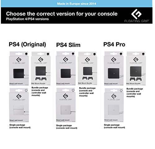 PS4 / PlayStation 4 Wallиден систем за монтирање со лебдечки зафат - Комплет за закачување на wallидот за прикажување на контролори PS4 и 2x на идот