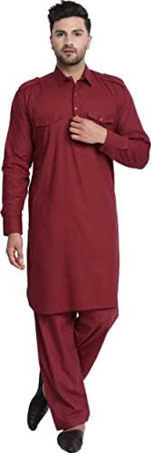 Хели моден индиски пакистански машки туника памук памук патани сет традиционално носење
