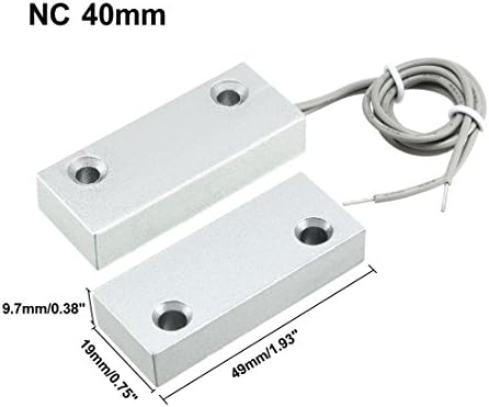 Uxcell NC Alarm Security Rolling Gatage Gatage Contact Contact Magnetic Reed Switch Silver Grey MC-59