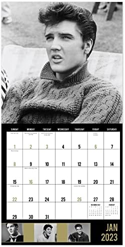 Дневни календари за соништа 2023 Месечен календар на wallидовите на Елвис Присли, 16 месеци, 12 x 12