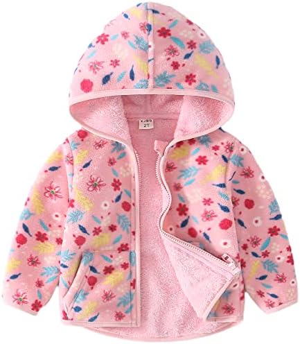 Детето Поларно руно јакна со качулка за бебиња девојчиња есен зимски долг ракав дебела топла надворешна облека