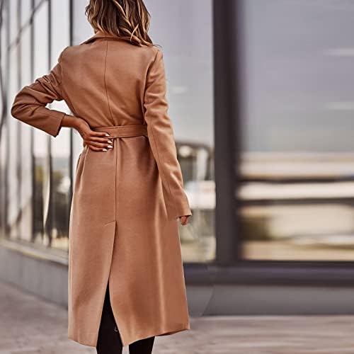 Женски волна јакни палто Тенки кардигански ровови јакна 2022 дами долга парка надвор од облеката моден тенок половински појас на врвот