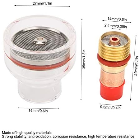 Alremo Huangxing - комплет за факел TIG, чаша за стакло од факел TIG, отпорност на отпорност на корозија Висока температура за заварување