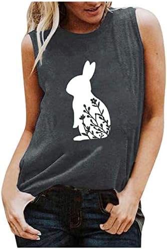Zdferенски кошули за печатење на зајаци за зајаци, без ракави на вратот на вратот, маица, маица, вештачки резервоар за дами и девојчиња