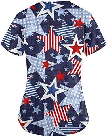 Единствена блуза за чистење кошула Денот на независноста Денот на печатење со кратки ракави кошули со врат, кои работат лабави