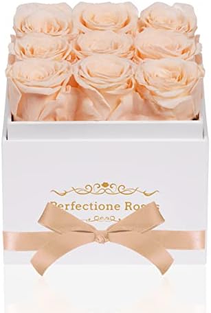 Совршенство Рози Зачувани Цвеќиња Во Кутија, Шампањ Вистински Рози Долготрајни Роза Денот На Вљубените Подароци За Неа, Денот На Мајките