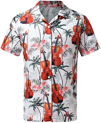 Летни кошули со ахола за мажи, копче за кратки ракави надолу на хавајски кошули на плажа врвови на обични кошули за дизајнери