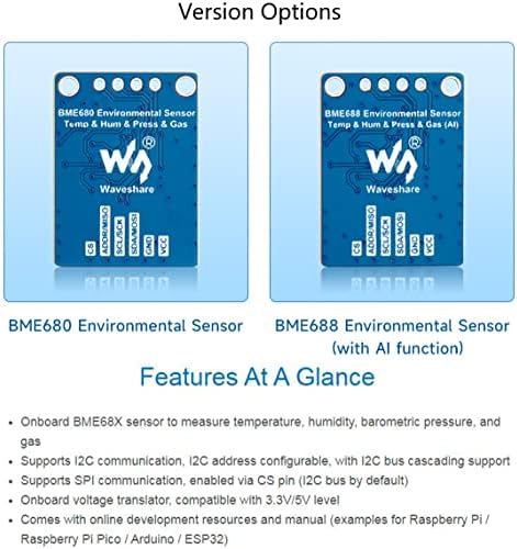 BME688 Сензор за животна средина со функција за ВИ, поддржува температура/влажност/откривање на барометарски притисок/гас, I2C и SPI, поддршка малина Пи/малина Пи Пико/Ар?