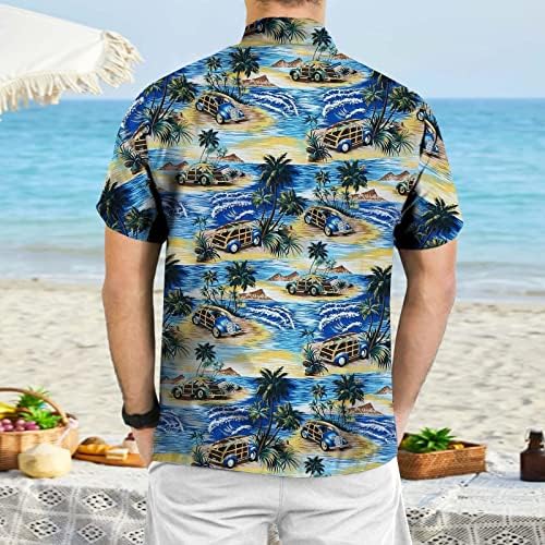 Beuu 2022 Нови кошули за хавајски хавајски кошули, летно копче за кратки ракави надолу тропски цветни принт опуштено вклопување на кошулата на