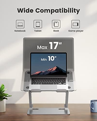 Стенд за лаптоп со прилагодлив лаптоп Huanuo, алуминиумски лаптоп, ергономски штанд за лаптоп за биро, држач за штанд со лаптоп, компатибилен
