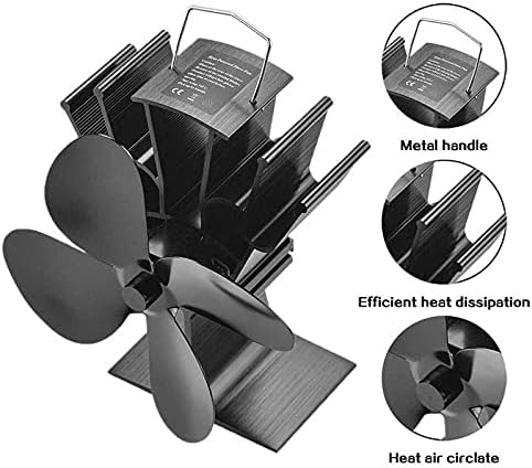 Камин радијатор Заштеда На Енергија Шпорет Вентилатор Црн Камин 4 Сечилото Топлина Напојува Шпорет Вентилатор Дрво Режач Дома Ефикасна