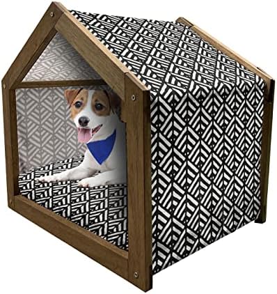 Амбезон саќе куќа од дрвена кучиња, разнобоен состав со геометриски елементи пчела кошница тема Апстрактна дизајн, преносен и преносен куче