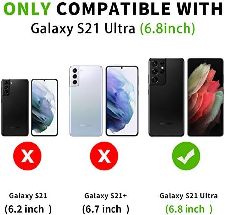 Fyy Случај За Samsung Galaxy S21 Ultra 5G 6.8 Луксузни [Cowhide Вистинска Кожа] [Рфид Блокирање] Паричник Случај Рачно Изработени