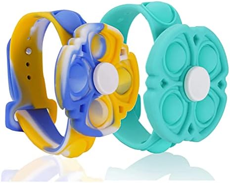 Креативни ротирачки силиконски нараквици Fidget Push Pop Bubble Sensory BristB и Angistence Stress Relief Relief Relief Toy Press Tress Press Band на зглобот на зглобот, носат фигуриски играчки за деца возрасн?