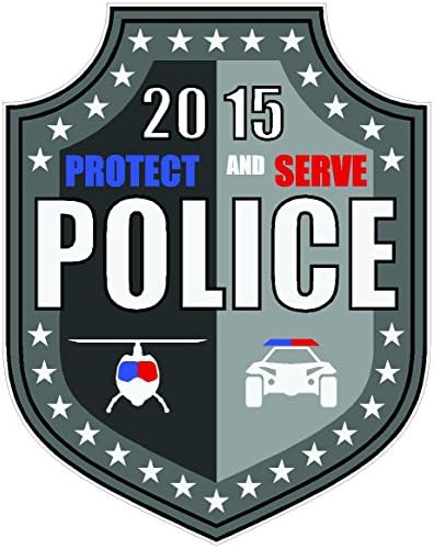 Овална значка Полициска заштита и служи 4x4,5 симбол за спроведување на законот Loveубов хумор Америка САД налепници во боја на налепница