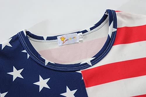 Американска кошула со знаме на CM-KID за мали деца девојчиња девојчиња 4-ти јули маица Деца патриотски краток ракав САД ленти маички