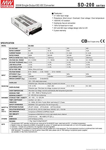 MW значи добро SD-200C-48 48V 4.2A затворен единечен излезен DC-DC конвертор