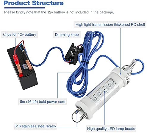 Hanchen LED подводна риболов светлосна светлина за риболов затемнет риболов ламба 12V 140W ноќно риболов светло 15000lm риба привлекува