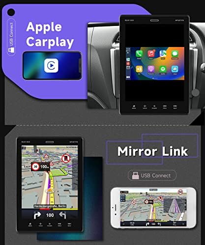 Двоен Дин Автомобил Радио Автомобил Стерео Со Apple Carplay, Rimoody 9.5 Инчен Вертикален Екран На Допир Автомобил Радио Bluetooth Огледало