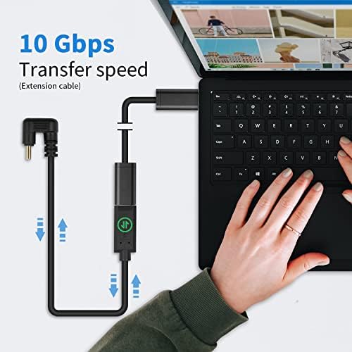 Poyiccot USB C Продолжен Кабел Краток, U Форма 180 СТЕПЕН USB C Екстендер, 10GBPS 3A USB 3.1 Тип C Машки До Женски Продолжен Кабел За Паметен