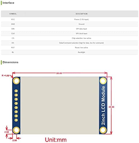 Iunius 2inch LCD Display Module Компатибилен Raspberry Pi/Jetson Nano, IPS екран, резолуција 240x320, комуницирајте го SPI интерфејсот