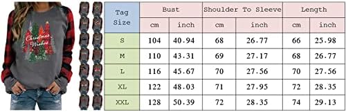 Божиќна Кошула За Жени 2022 Стилски О-Врат Раглан Дуксер Со Долги Ракави Пуловер Бафало Карирана Божиќна Шема Маица Врв