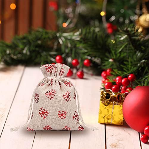 Гуоларизи Постелнина За Складирање Лен Снегулка Бонбони Подарок Памучна Торба Торба Џеб За Влечење Божиќ Екстра Големи Кеси За Складирање