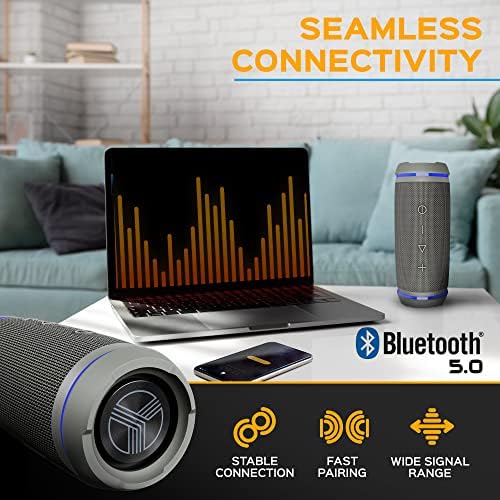 Treblab HD77 Grey-Bluetooth преносен звучник-360 ° HD опкружувачки звук безжичен двоен спарување-30W-dualbass технологија до 20 часа