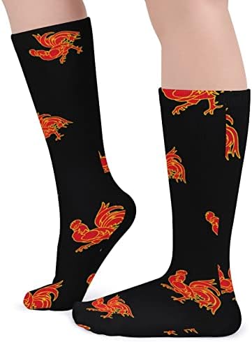 ПЛЕВЕЛ Знаме На Валонија Црвен Петел Дебели Чорапи Новина Смешно Печатење Графички Секојдневни Чорапи Со Топла Средна Цевка За Зима