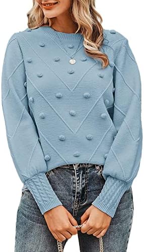 Женска зимска мода 2022 есен и топол пом плетен лабав лабав долг ракав џемпер џемпер женски врвови